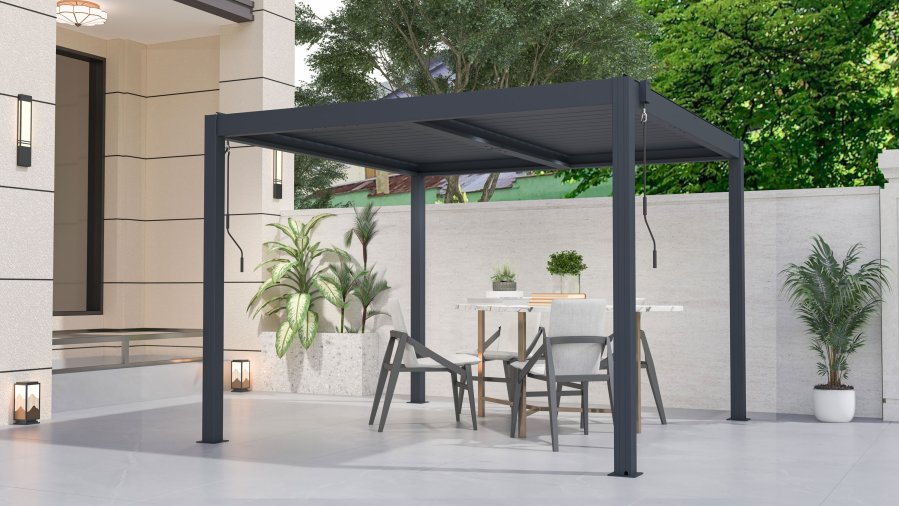 Celohliníková bioklimatická pergola Austin v&nbsp;odstínu antracit