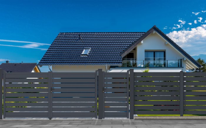 Dvoukřídlá brána G21 Reno 350x176 cm v&nbsp;antracitové barvě 